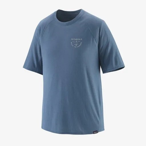 ★新品★ patagonia パタゴニア キャプリーンクールトレイル グラフィック シャツ ForgeMarkCrest UtilityBlue FMUE Mサイズ 正規品