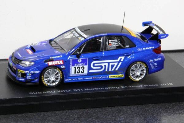 送料無料 エブロ 1/43 SUBARU WRX STI No.133 Nurburgring 24-hour Race 2012 ミニカー 44989 SP3Tクラス連覇 スバル 吉田寿博 佐々木孝太