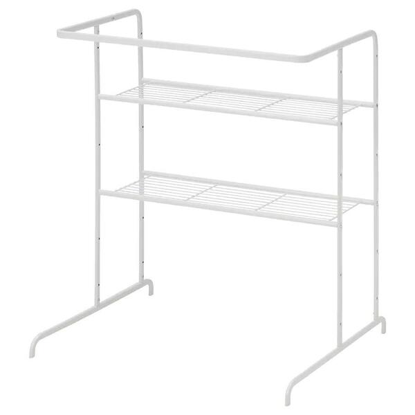 IKEA シェルフユニット RASSLIG ハンガーレール付き ホワイト美品 イケア収納棚ラッスリグ 衣類掛け・押し入れ/クローゼット収納