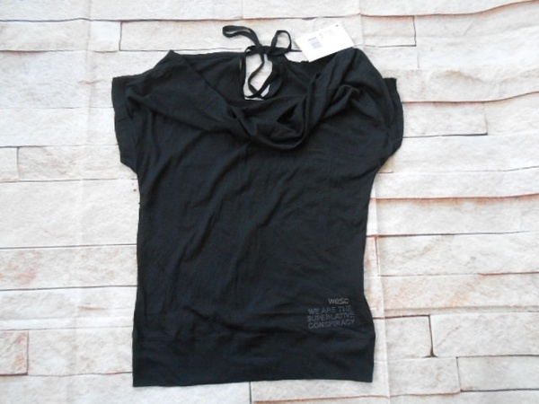 FD26【XSサイズ】WeSC/ウィーエスシー バックオープンTシャツ カットソー 薄手 黒 タグ付き未使用