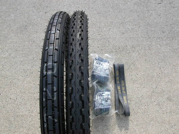 ★【AZ】ダンロップ D107F 2.50-17 38L & D107 2.50-17 43L 前後2本セット チューブ&リムバンド付 スーパーカブ90 送料無料