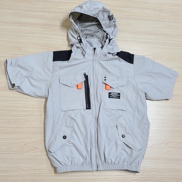 中古 バートル 服のみ Mサイズ アッシュグレー色 空調服 AC1156 半袖ブルゾン フード付き BURTLE エアークラフト