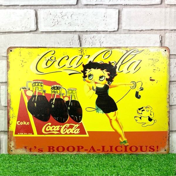 102.コカコーラ ベティブープ アメキャラ キャラクター インテリア アメリカ雑貨 ブリキ看板 リッキーのフリマ リッキーのドリンクフード