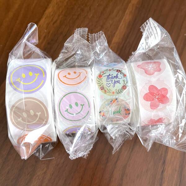4巻セット 在庫処分 ロールシール サンキューシール カラフル ニコちゃん 桜