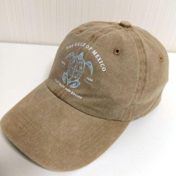 新品 ウミガメ 海亀 亀 タートル コットン キャップ 野球帽 帽子 ユニセックス メンズレディース サーファー アメカジ カーキ ブラウン