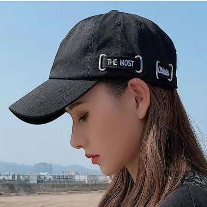 新品 サイドベルト飾り キャップ 野球帽 帽子 黒 ユニセックス メンズ レディース ブラック アメカジ ストリート