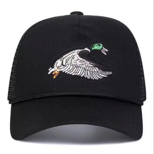 新品 カモ 真鴨 鳥 バード アニマル 刺繍 メッシュ キャップ 野球帽 帽子 メンズ レディース ユニセックス ブラック 黒