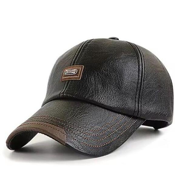 新品 PUレザー パッチ付 キャップ 野球帽 帽子 レザーキャップ 黒 ブラック ユニセックス メンズ レディース レザーキャップ