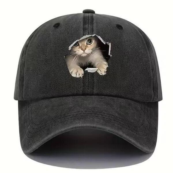 新品 かわいい 猫 キャット キャップ 野球帽 帽子 ねこ ネコ 動物 アニマル メンズ レディース ユニセックス アメカジ ストリート 黒