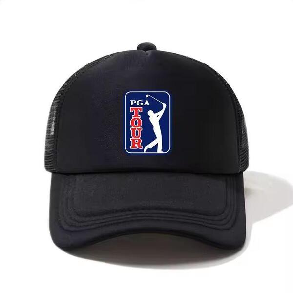 新品 PGA TOUR プリント メッシュ キャップ 野球帽 帽子 黒 ブラック メンズ レディース ユニセックス ゴルフ