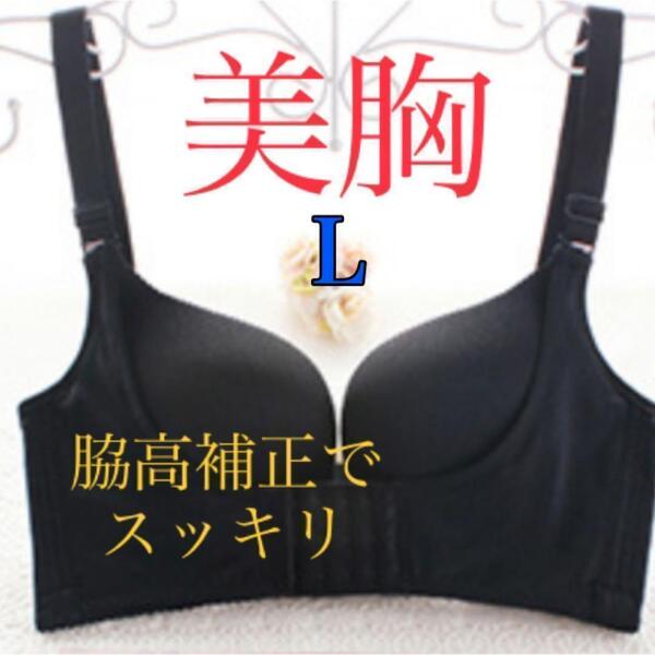 補正ブラジャー 育乳 美乳 L 黒 ナイトブラ 脇肉 盛りブラ 女性 補正下着 ノンワイヤー脇高補正 脇肉キャッチャーバストアップブラ