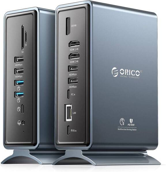 OY73 ORICO USB C ドッキングステーション 15-in-1(2つHDMI+DisplayPort)Type-C ドック