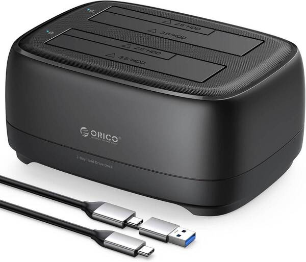 OY18 ORICO HDDスタンド 2台搭載 USB 3.2 Gen1 ハードディスクケース 2.5/3.5インチ HDD SSD対応