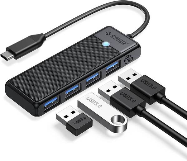 OY66 ORICO USB3.0 ハブ Type-C 4ポート バスパワー コンパクト 軽量 5Gbps高速転送