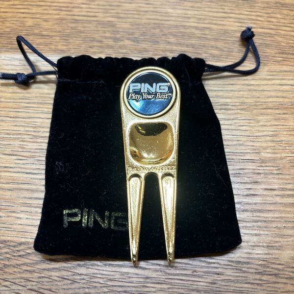 Ping マーカー付グリーンフォーク ブラック×ゴールド系 袋付 美品 送料込