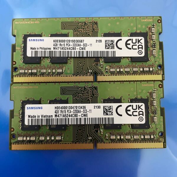 ノートパソコン用 SAMSUNG DDR4 PC4-3200AA 4GB 2枚セット 合計8GB 中古動作品 RAM-4