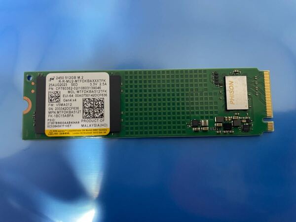 【3954時間】Micron MTFDKBA512TFK-1BC15ABFA 512GB SSD M.2【正常判定】
