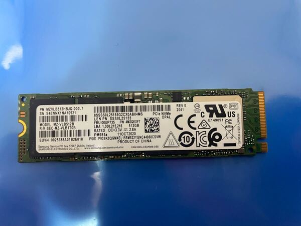 【1784時間】SAMSUNG MZVLB512HBJQ-000L7 512GB SSD M.2【正常判定】
