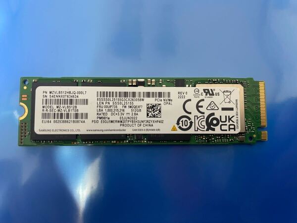 【2153時間】SAMSUNG MZVLB512HBJQ-000L7 512GB SSD M.2【正常判定】