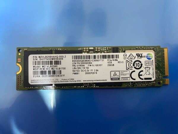【423時間】SAMSUNG MZVLB256HAHQ-000L2 256GB SSD M.2【正常判定】