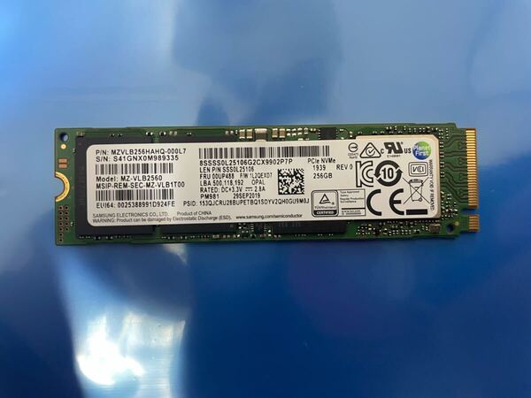 【3359時間】SAMSUNG MZVLB256HAHQ-000L7 256GB SSD M.2【正常判定】