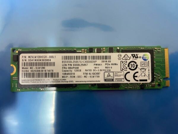 【4014時間】SAMSUNG MZVLW128HEGR-000L1 128GB SSD M.2【正常判定】
