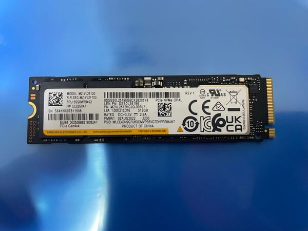 【214時間】SAMSUNG MZVL2512HCJQ-00BL7 512GB SSD M.2【正常判定】