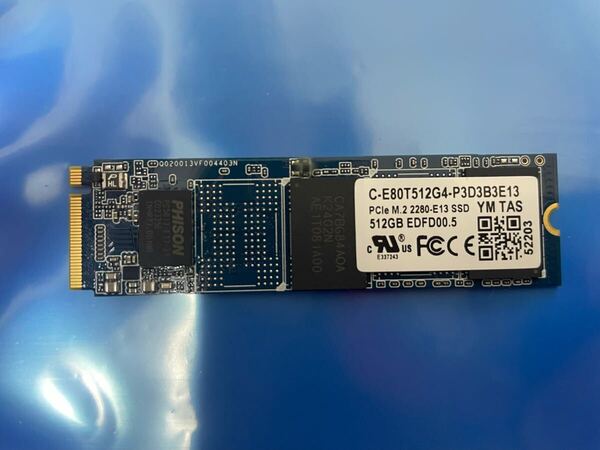 【3719時間】PHISON C-E80T512G4-P3D3B3E13 512GB SSD M.2【正常判定】