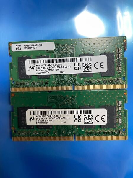 ノートパソコン用 Micron DDR4 PC4-3200AA 8GB 2枚セット 合計16GB 中古動作品 RAM-10