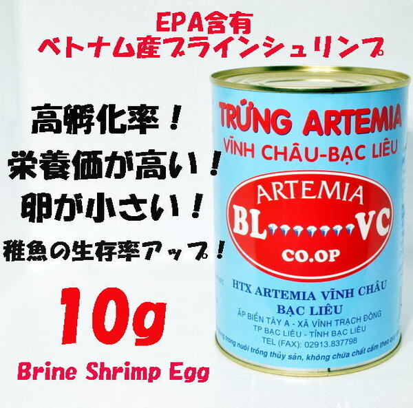 アルテミア EPA含有 ベトナム産 ブラインシュリンプ 10g 孵化率95%以上 ブラインシュリンプエッグ