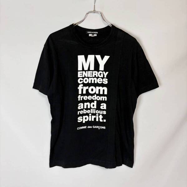 00s 日本製 正規品 COMME des GARCONS PE-T063 コムデギャルソン AD2009 メッセージ プリント Tシャツ ブラック 黒 M