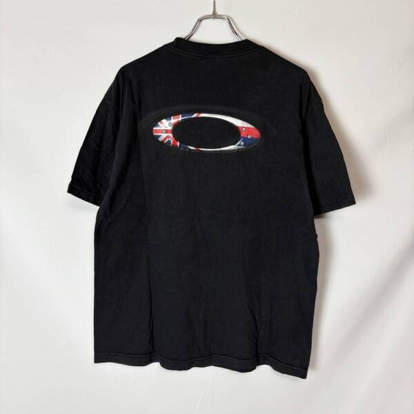 00s y2k 赤タグ OAKLEY オークリー ハワイ州 国旗 ユニオンジャック ロゴ 両面プリント Tシャツ ハワイ限定 90s アーカイブ ブラック L