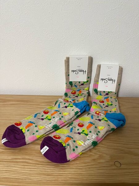 新品 Happy Socks 野菜柄 ソックス 2足セット 10211023 / ハッピーソックス 靴下 MADE IN TURKEY トルコ ベジタブル ナイガイ