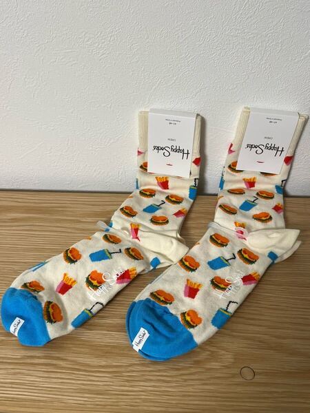 新品 Happy Socks ファーストフード柄 ソックス 2足セット 10211017 / ハッピーソックス 靴下 MADE IN TURKEY トルコ ハンバーガー ポテト