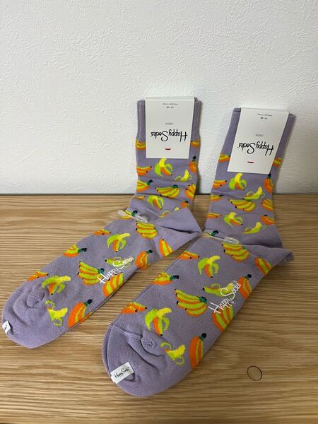 新品 Happy Socks バナナ柄 ソックス 2足セット 10211020 / ハッピーソックス 靴下 MADE IN TURKEY トルコ ナイガイ BANANA