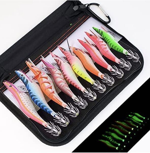 エギ セットイカ釣り ラトル内臓 全身夜光3.5号 3.0号 2.5号 混ぜ エギング ルアー 餌木 爆釣り 針先蓄光 夜光浮きスッテ ケース付 10本