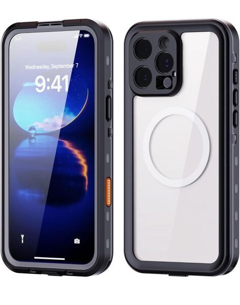 iPhone 16 Plus ケース 完全防水 Magsafe対応 ストラップ付き 防水ケース カバー クリア 透明 アイフォン16 プラス全面カバー 頑丈 耐衝撃
