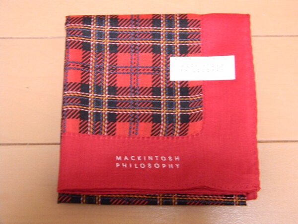 ◆ MACKINTOSH PHILOSOPHY ◆ ハンカチ マッキントッシュフィロソフィー 赤 チェック 綿100% 空気触媒加工 抗菌 消臭 防汚