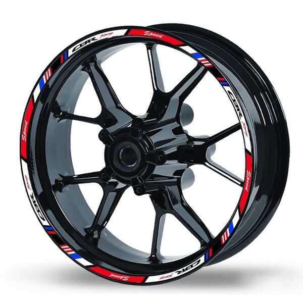 送料込み 汎用 R 17インチ リムステッカー CBR HONDA ホンダ トリコロール バイク用 16本 125R 250RR 400R 600R 650R 1000RR