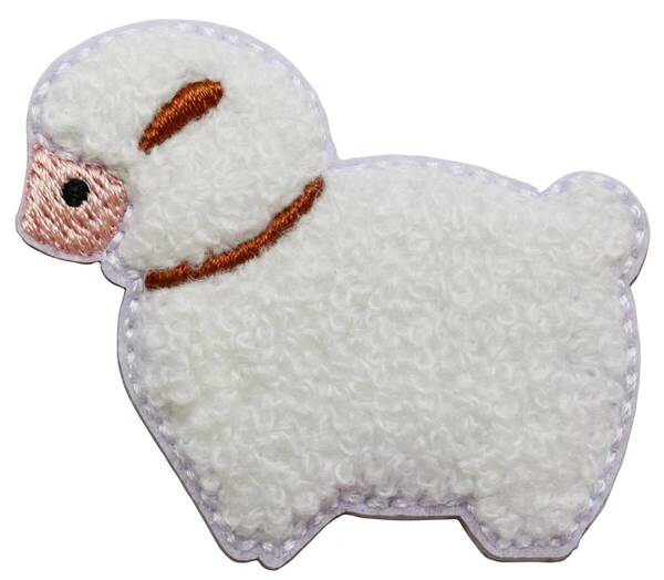ワッペン ヒツジ(羊・ひつじ) かわいい刺繍パッチ シール兼アイロン接着 説明書付き 動物