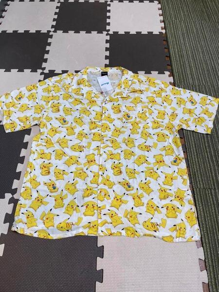 M ポケモン ポケットモンスター ピカチュウ 開襟シャツ シャツ 半袖 アロハ