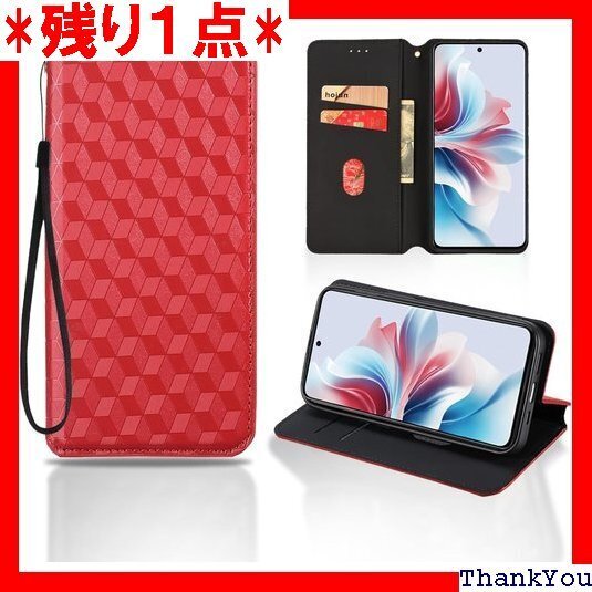 OPPO Reno 11A 用 ケース 手帳型 カバー 全面保護 マグネット式 カード収納 スタンド機能 レッド 835