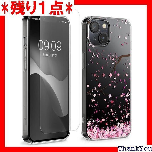 kwmobile スマホケース Apple iPhon 耐衝撃 TPU クリア ソフト 舞い落ちるサクラデザイン 462