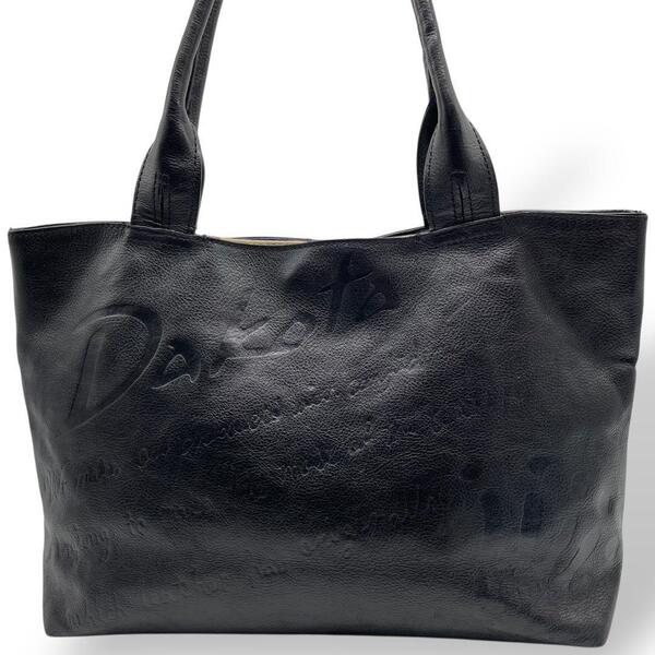 極美品 Dakota ダコタ トートバッグ レザー ロゴ型押し ブラック