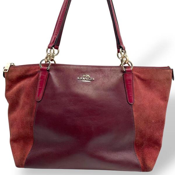 良品 COACH コーチ トートバッグ ワンショルダー スウェード レザー