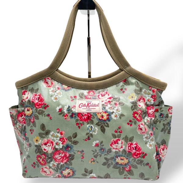 良品 Cath Kidson キャスキッドソン ハンドバッグ グリーン 花柄