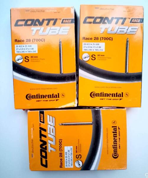 continental チューブ 80mm 3本set 純正箱付 700x20-25c 仏式 未使用 コンチネンタル