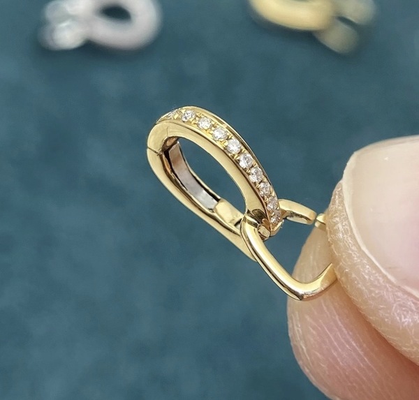 K18YG WG バチカン パーツ ダイヤモンド チャーム留め ダイヤ 18K チェーンパーツ ペンダントパーツ クラスプ ワンタッチ K18 YG