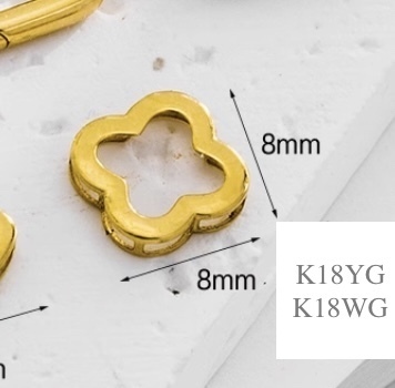 K18YG イエローゴールド / K18WG ホワイトゴールド 四つ葉 クローバー パーツ チャーム 18K コマ チェーンパーツ トップ 花
