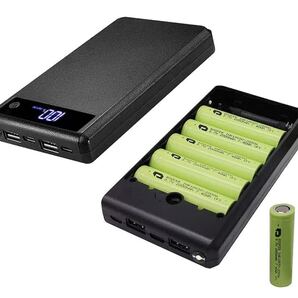 モバイルバッテリー 18650バッテリー 懐中電灯 1台3役 18650リチウムイオン電池6本付き 12000mAh 携帯・スマホ充電10W急速充電 2USB